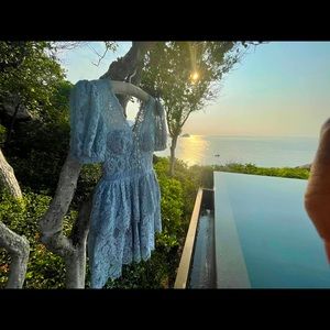 Baby Blue Pastel Lace Dress Self Por BNIB small